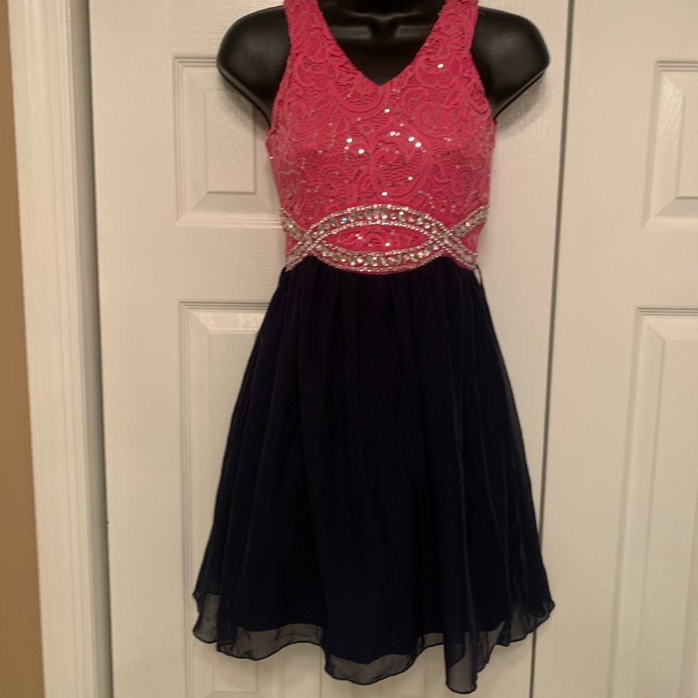 Hot Pink and Dark Navy Dress